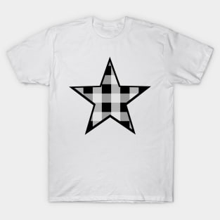 Black and White Buffalo Plaid Star T-Shirt